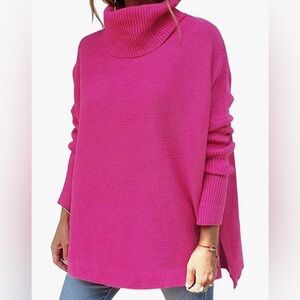 Women’s Oversized Tunic Sweater Rose Red Size Medium Like New Condition